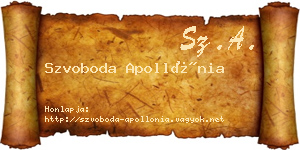 Szvoboda Apollónia névjegykártya